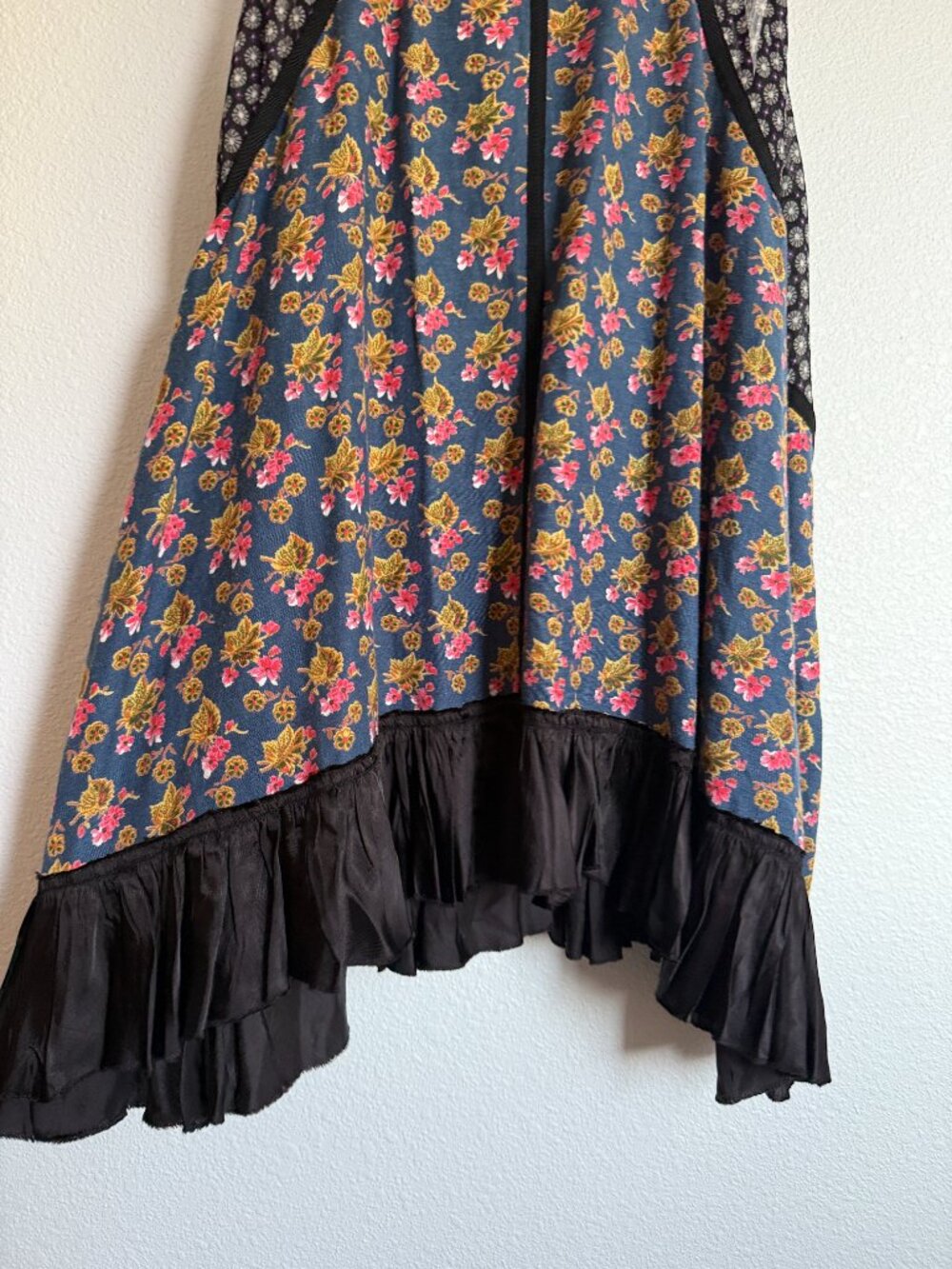 FP One Free People whimsigoth Floral Sequin Strap Trapeze Dress M/L - Picture 8 of 9